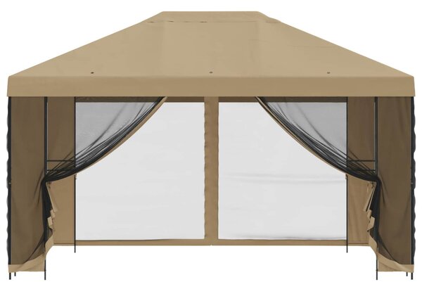Kerti pavilon oldalfalakkal 4 × 3 m Bézs Poliészter és acél