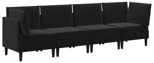 Nappali bútor szett 4 db 280 x 70 x 82 cm Fekete Bársony