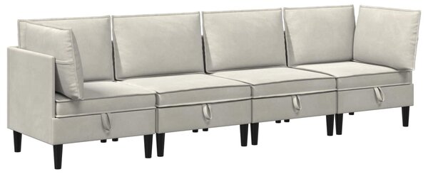 Nappali bútor szett 4 db 280 x 70 x 82 cm Krémszínű Bársony