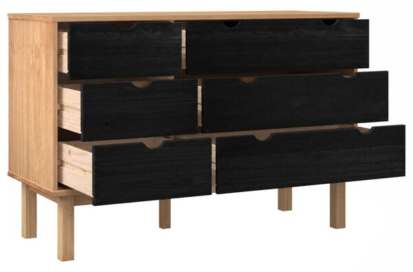 Fiókos szekrény OTTA Fekete 111 x 43 x 73,5 cm Tömör Fenyőfa