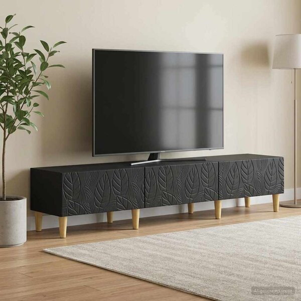 TV szekrény 147 x 34,5 x 30 cm Fekete Szerelt Fa