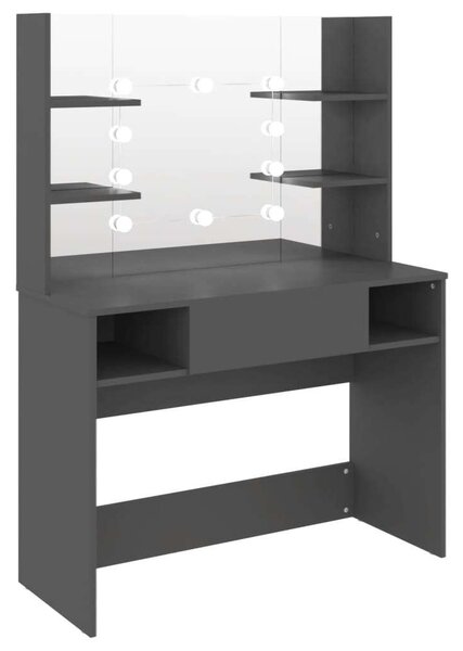 VidaXL LED-es Sminkasztal - Szürke - 100x40x135 cm