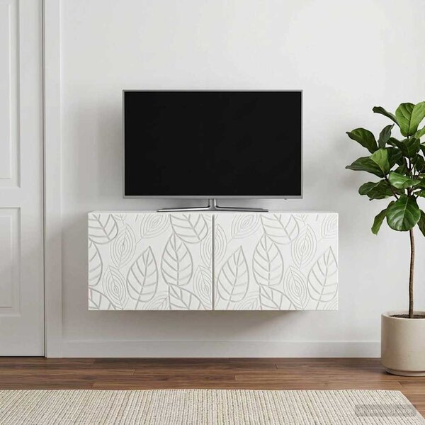 Fali TV szekrény 59,5 x 31 cm Fehér Szerelt Fa Falra szerelhető