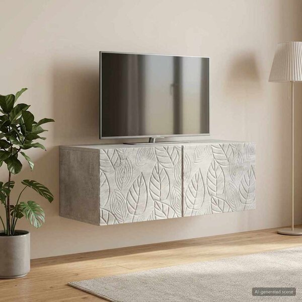 Fali TV szekrény 59,5 x 31 cm Betonszürke Szerelt Fa