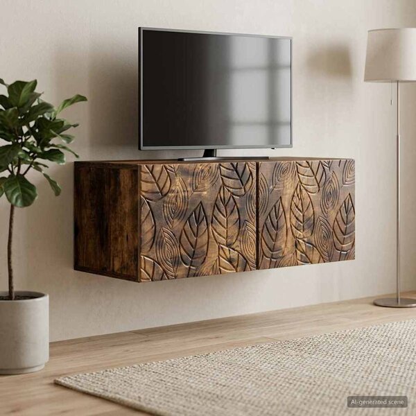 Fali TV szekrény 59,5 x 31 cm Füstös Tölgy Szerelt Fa