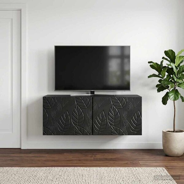 Fali TV szekrény 59,5 x 31 cm Fekete Szerelt Fa
