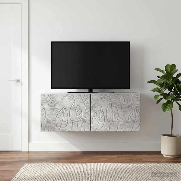 Fali TV szekrény 59,5 x 31 cm Betonszürke Szerelt Fa