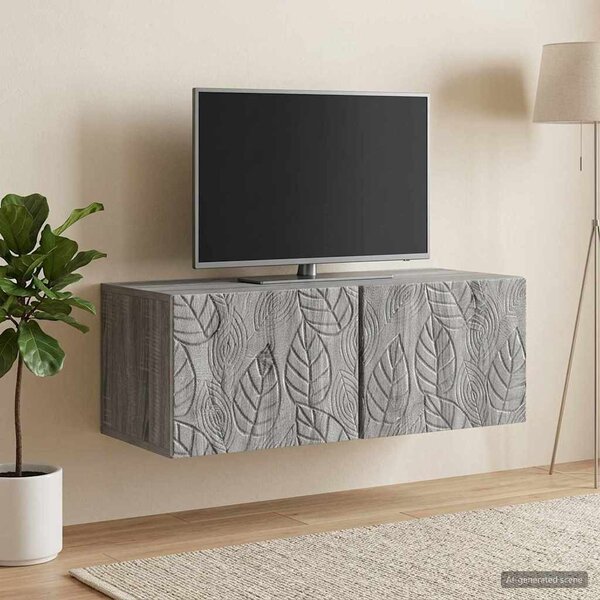 Fali TV szekrény 98 x 41 x 30 cm Szürke Sonoma Szerelt Fa