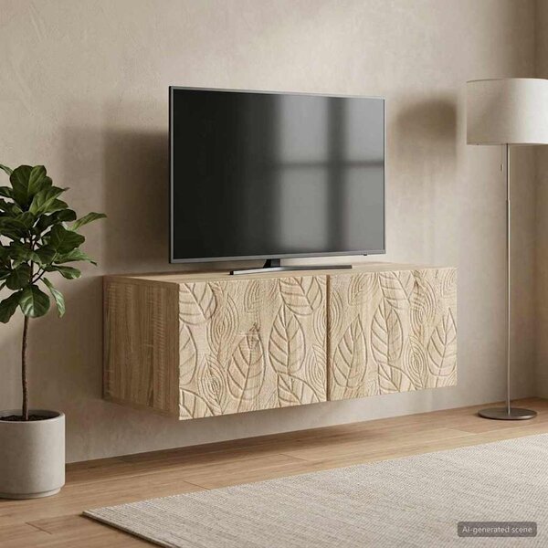 Fali TV szekrény 98 x 41 x 30 cm Sonoma Tölgy Szerelt Fa
