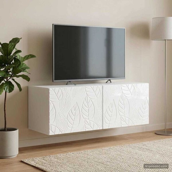 Fali TV szekrény 59,5 x 31 cm Magasfényű Fehér Szerelt Fa