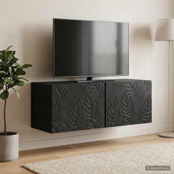 Fali TV szekrény 59,5 x 31 cm Fekete Szerelt Fa