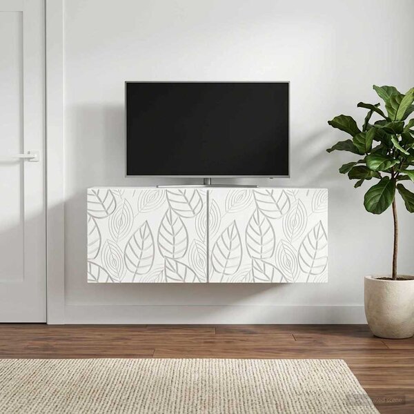Fali TV szekrény 98 x 31 cm Fehér Szerelt Fa Falra szerelhető