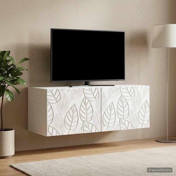 Fali TV szekrény 98 x 31 cm Fehér Szerelt Fa Falra szerelhető
