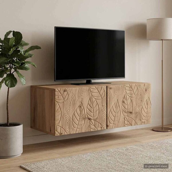 Fali TV szekrény 59,5 x 31 cm Kézműves Tölgy Szerelt Fa