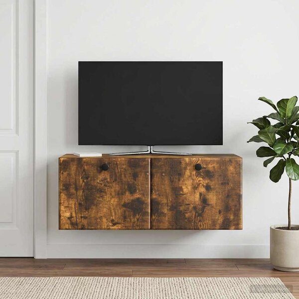 Fali TV szekrény 78,5 x 31 x 30 cm Füstös Tölgy Szerelt Fa
