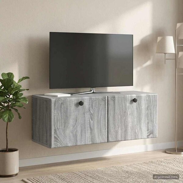 Fali TV szekrény 78,5 x 31 x 30 cm Szürke Sonoma Szerelt Fa