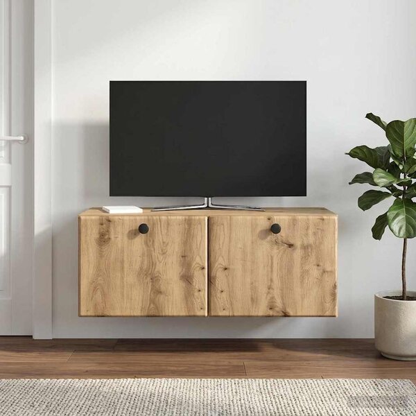 Fali TV szekrény 78,5 x 31 x 30 cm Kézműves Tölgy Szerelt Fa