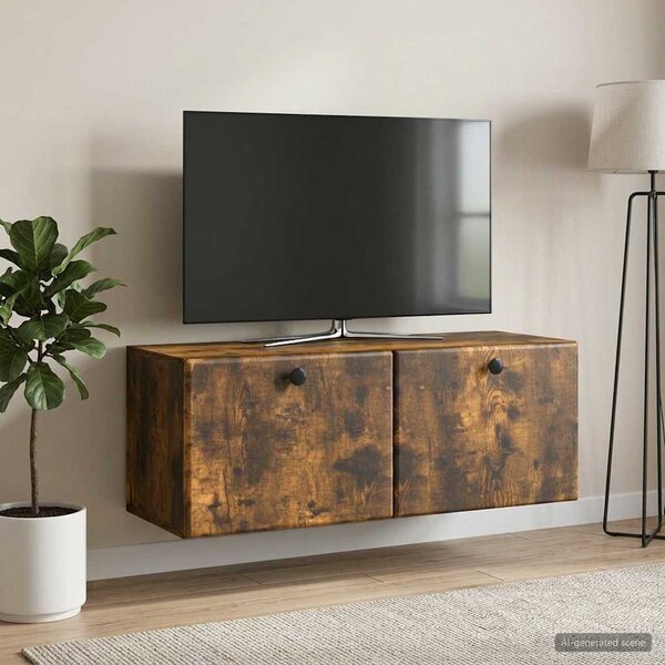 Fali TV szekrény 78,5 x 31 x 30 cm Füstös Tölgy Szerelt Fa