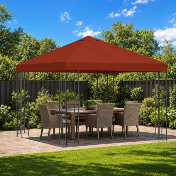 Pavilon 3 x 3 m Terrakotta Poliészter és acél 190 gsm