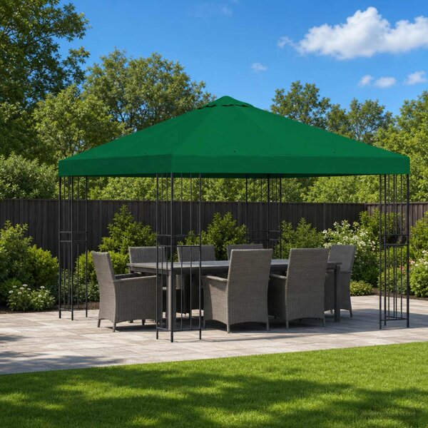 Pavilon 3 x 3 m Zöld Poliészter és acél 190 gsm