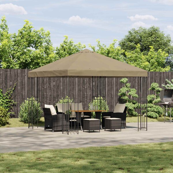 Pavilon 3 x 3 m Bézs Poliészter és acél 190 gsm