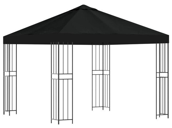 Pavilon 3 x 3 m Fekete Poliészter és acél 190 gsm