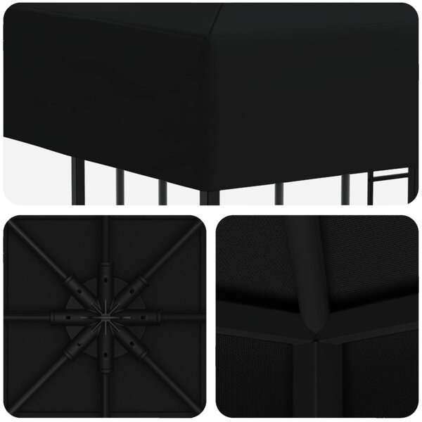 Pavilon 3 x 3 m Fekete Poliészter és acél 190 gsm