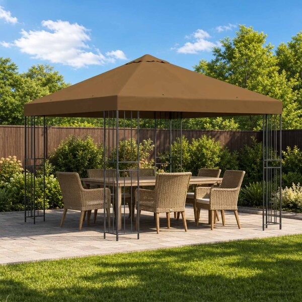 Pavilon 3 x 3 m Tópszínű Poliészter és acél 190 gsm