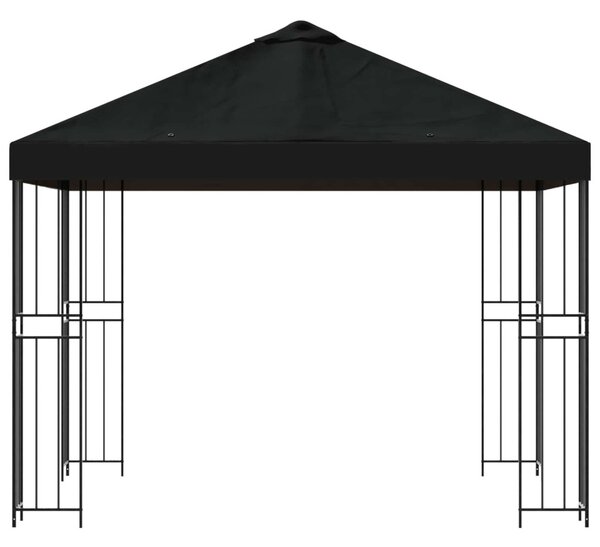 Pavilon 3 x 3 m Fekete Poliészter és acél 190 gsm