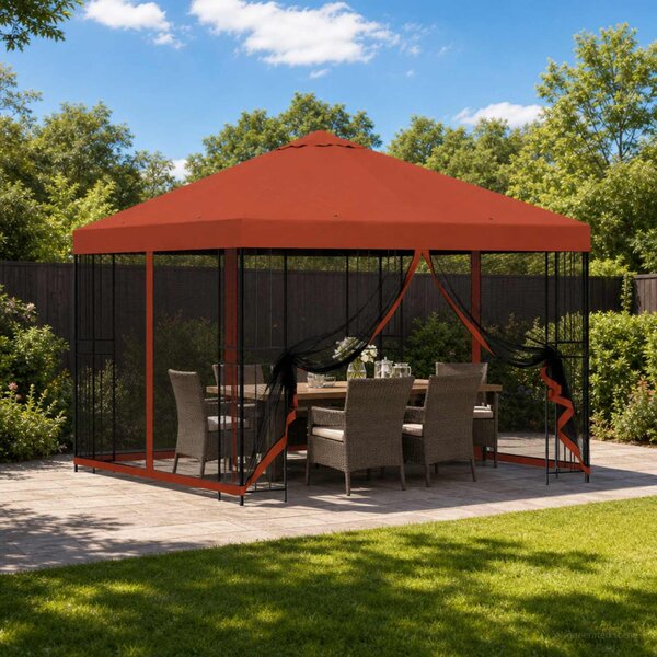 Kerti pavilon oldalfalakkal 3 x 3 m Terrakotta