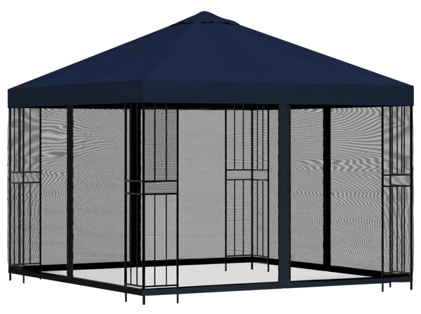 Kerti pavilon oldalfalakkal 3 x 3 m Kék Poliészter és acél
