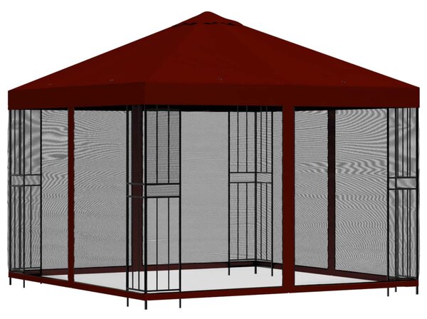 Kerti pavilon oldalfalakkal 3 x 3 m Burgundi Poliészter és acél