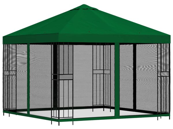 Kerti pavilon oldalfalakkal 3 x 3 m Zöld Poliészter és acél