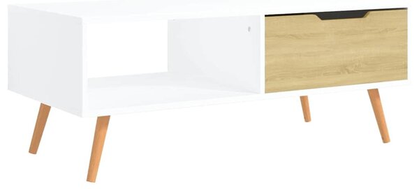 Fehér-sonoma színű szerelt fa dohányzóasztal 100 x 49,5 x 43 cm