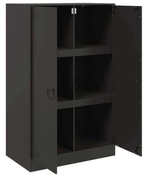 VidaXL Acél Tálalószekrény - Fekete - 67x39x107 cm