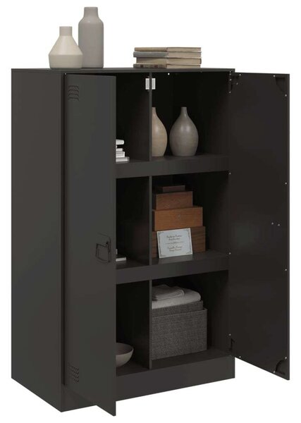 VidaXL Acél Tálalószekrény - Fekete - 67x39x107 cm