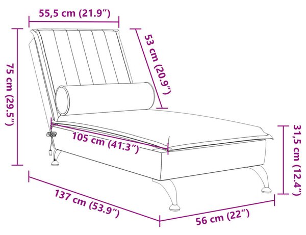 Bársony Masszírozó Fekvő - Sötétszürke - 137cm