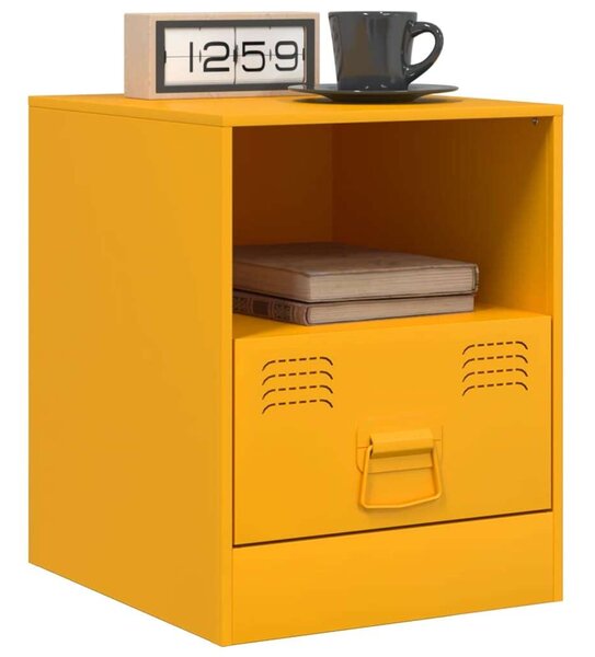 VidaXL Acél Éjjeliszekrény Szett - 2 db - Mustársárga - 34,5x39x44 cm