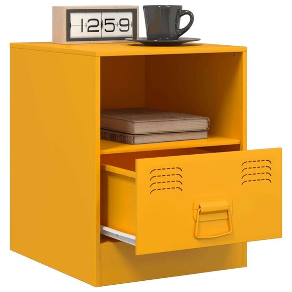 VidaXL Acél Éjjeliszekrény Szett - 2 db - Mustársárga - 34,5x39x44 cm