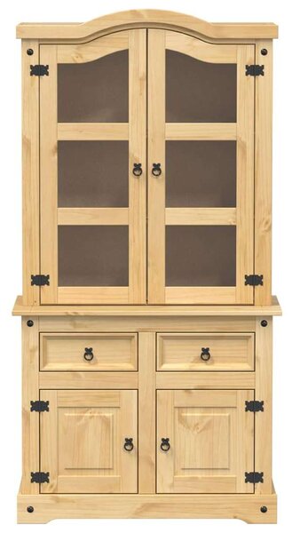 VidaXL Corona Vitrinszekrény - Tömör Fenyőfa - 100x48,5x179 cm