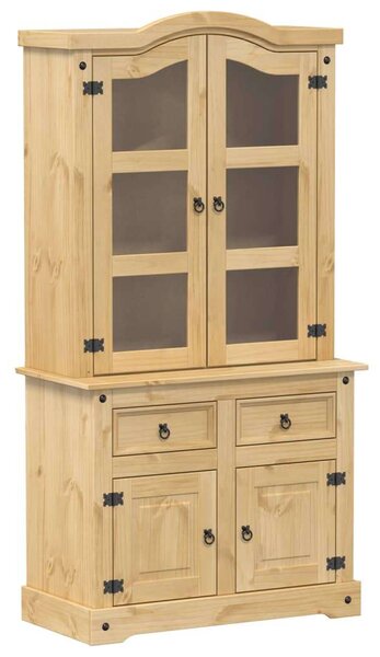 VidaXL Corona Vitrinszekrény - Tömör Fenyőfa - 100x48,5x179 cm