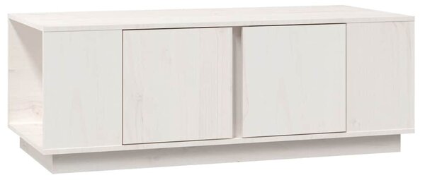Fehér tömör fenyőfa dohányzóasztal 110x50x40 cm
