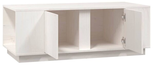 Fehér tömör fenyőfa dohányzóasztal 110x50x40 cm