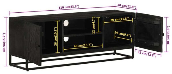 VidaXL Mangófa TV-szekrény - Fekete - 110x30x40 cm