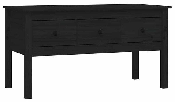 Fekete tömör fenyőfa dohányzóasztal 102 x 49 x 55 cm