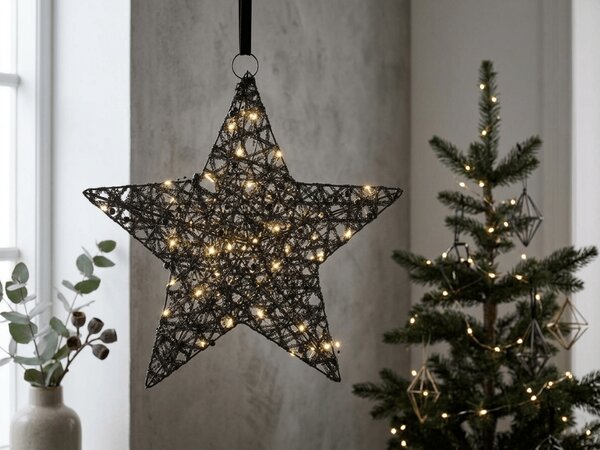 Karácsonyi dekoráció csillag STARIELLE LED világítással 40 cm, fekete