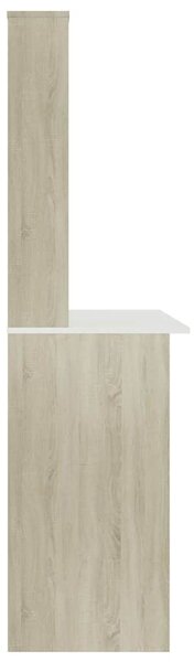 Fehér-Sonoma színű forgácslap íróasztal polcokkal 110 x 45 x 157 cm