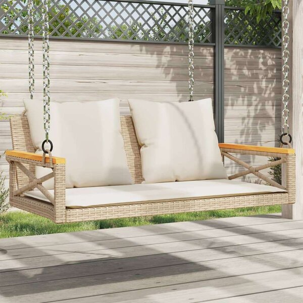 VidaXL Hintaágy - Polyrattan - Bézs - 109x62x40 cm