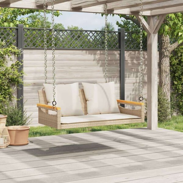 VidaXL Függőágy Hintapad - Bézs Polyrattan - 109x62x40 cm