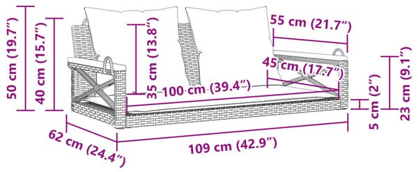 VidaXL Hintaágy - Polyrattan - Bézs - 109x62x40 cm